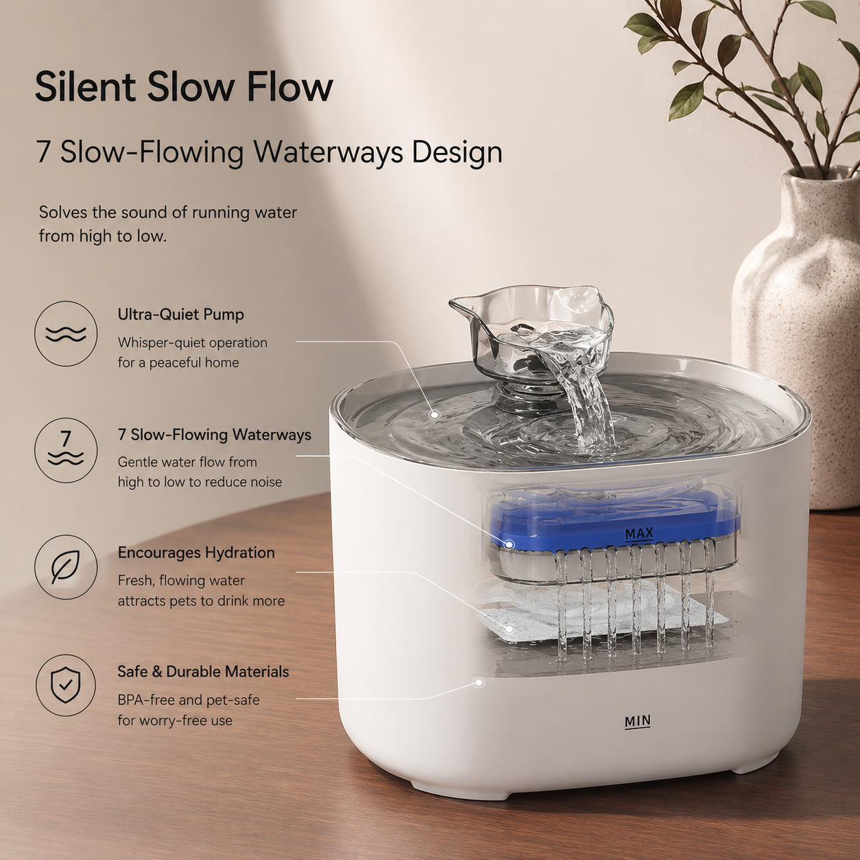 AquaLune© Automatic Water Fountain